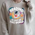 Reading Is Out Of This World Space Books Lover Raglan Sleeve Sweatshirt Heather Forest