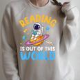 Reading Is Out Of This World Space Read Books Lover Raglan Sleeve Sweatshirt Heather Forest