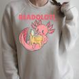 Readolotl An Axolotl That Read Many Books Axolotl Raglan Sleeve Sweatshirt Heather Forest
