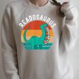 Readosaurus Reading Book Dino Fossils Dinsosaur Raglan Sleeve Sweatshirt Heather Forest