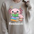 Readsalotl Axolotl Book Reading Raglan Sleeve Sweatshirt Heather Forest