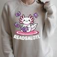 Readsalotl Axolotl Kawaii Anime Book Lover Reading Raglan Sleeve Sweatshirt Heather Forest Readsalotl Axolotl Kawaii Anime Book Lover Reading Raglan Sleeve Sweatshirt Heather Forest