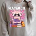 Readsalotl Axolotl Reading Book Bookworm Raglan Sleeve Sweatshirt Heather Forest Readsalotl Axolotl Reading Book Bookworm Raglan Sleeve Sweatshirt Heather Forest