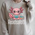 Readsalotl Axolotl Reading Cute Book Lover Bookworm Premium Tri-Blend Raglan Sleeve Sweatshirt Heather Forest