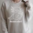 Readsalotl Axolotl Reading Lineart Book Lover Reading Premium Tri-Blend Raglan Sleeve Sweatshirt Heather Forest