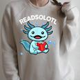Readsolotl Amphibian Read Book Herpetologist Cute Axolotl Raglan Sleeve Sweatshirt Heather Forest