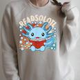Readsolotl Axolotl Axolotl Lover Kawaii Reading Book Raglan Sleeve Sweatshirt Heather Forest