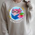 Readsolotl Axolotl Reading Book Raglan Sleeve Sweatshirt Heather Forest