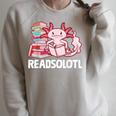 Readsolotl Axolotl Reading Fish Books Lizard Raglan Sleeve Sweatshirt Heather Forest