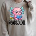 Readsolotl Cute Axolotl Reading Book Kawaii Pink Aesthetic Raglan Sleeve Sweatshirt Heather Forest Readsolotl Cute Axolotl Reading Book Kawaii Pink Aesthetic Raglan Sleeve Sweatshirt Heather Forest