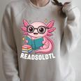Readsolotl Kawaii Axolotl Reading Book Lover Raglan Sleeve Sweatshirt Heather Forest Readsolotl Kawaii Axolotl Reading Book Lover Raglan Sleeve Sweatshirt Heather Forest