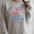 Red And Booked Coquette 4th Of July Book Lover Raglan Sleeve Sweatshirt Heather Forest