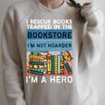 I Rescue Books And Trapped In The Bookstore Retro Bookreader Raglan Sleeve Sweatshirt Heather Forest