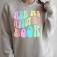 Retro ASK ME About MY BOOK Published Author Event Vibes Raglan Sleeve Sweatshirt Heather Forest