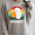 Retro Book Ghost Reading Halloween Teacher Men Women Raglan Sleeve Sweatshirt Heather Forest Retro Book Ghost Reading Halloween Teacher Men Women Raglan Sleeve Sweatshirt Heather Forest