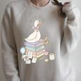 Retro Book SLP Goose On The Loose Speech Language Pathology Raglan Sleeve Sweatshirt Heather Forest