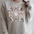 Retro Coquette Bows Book Coffee Bookworm Librarian Book Nerd Raglan Sleeve Sweatshirt Heather Forest