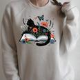 Retro Cute Cat Floral Book Librarian Vintage Floral Cat Book Raglan Sleeve Sweatshirt Heather Forest