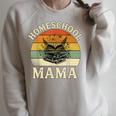 Retro Floral Homeschool Mama Wildflower Book Stack Aesthetic Raglan Sleeve Sweatshirt Heather Forest