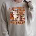 Retro I Just Want To Read Books And Pet Cats Cat Raglan Sleeve Sweatshirt Heather Forest