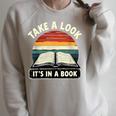 Retro Take A Look It's In A Book Reading Raglan Sleeve Sweatshirt Heather Forest Retro Take A Look It's In A Book Reading Raglan Sleeve Sweatshirt Heather Forest
