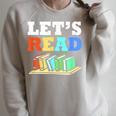 Retro Reading Teacher Book Lover Let's Read Raglan Sleeve Sweatshirt Heather Forest