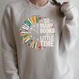 Retro So Many Books Little Time Book Clock Reading Raglan Sleeve Sweatshirt Heather Forest