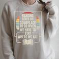 Retro Vintage Reading Reader Book Lover Literature Library Raglan Sleeve Sweatshirt Heather Forest