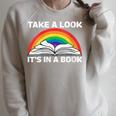Retros Vintage Rainbow Take a Look It's In a Book Reading Raglan Sleeve Sweatshirt Heather Forest
