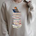 Robin Bird Reads Books Garden Backyard Birds Raglan Sleeve Sweatshirt Heather Forest
