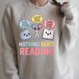 Rock Paper Scissors Nothing Beats Reading Book Lover Raglan Sleeve Sweatshirt Heather Forest