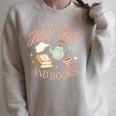 I Run ON HOT Tea & Books Reader Reading Meme Raglan Sleeve Sweatshirt Heather Forest