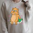 Sabre-Toothed Tiger Loves Books Wildcat Raglan Sleeve Sweatshirt Heather Forest