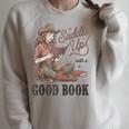 Saddle Up With A Good Book Western Reading Raglan Sleeve Sweatshirt Heather Forest