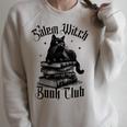 Salem Witch Book Club Bookish Retro Halloween Cat Raglan Sleeve Sweatshirt Heather Forest