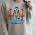 San Francisco Cat Golden Gate Bridge Book Lover Raglan Sleeve Sweatshirt Heather Forest