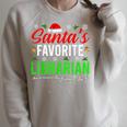 Santa's Favorite Librarian Cute Book Lover Christmas Raglan Sleeve Sweatshirt Heather Forest