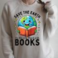 Save Earth It's Only Planet With Books Reader Earth Day Raglan Baseball Tee Raglan Sleeve Sweatshirt Heather Forest