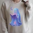 Scary Reading Book Lovers Halloween Costume Pastel Ghost Raglan Sleeve Sweatshirt Heather Forest