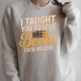 School Librarian Taught Students Love Books Impact Book Raglan Sleeve Sweatshirt Heather Forest