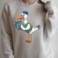 Seagull Reading Book Librarian Raglan Sleeve Sweatshirt Heather Forest