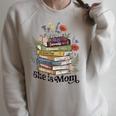 She Is Mom Christian Bible Mama Book Reading Raglan Sleeve Sweatshirt Heather Forest