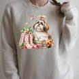 Shih Tzu Dog Garden Collections Books And Strawberries Raglan Sleeve Sweatshirt Heather Forest
