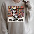 Shih Tzu Dog Shihtzu Dog Books Nerds Reader Shitzhu Shih Tzu Raglan Sleeve Sweatshirt Heather Forest