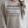 Shirt For Book Lovers And Bookworms Abibliophobia Raglan Sleeve Sweatshirt Heather Forest Shirt For Book Lovers And Bookworms Abibliophobia Raglan Sleeve Sweatshirt Heather Forest