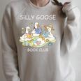 Silly Goose-Book Club Goose Reader Lover Bookish Raglan Sleeve Sweatshirt Heather Forest