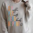 Sip Coffee Pet Cats Read Books Repeat Book Cat Lover Raglan Sleeve Sweatshirt Heather Forest