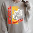 Skeleton Reads a Book Anti Social Book Club Raglan Sleeve Sweatshirt Heather Forest