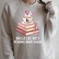 Smells Like She's Reading Smut Again Smutty Books And Coffee Premium Tri-Blend Raglan Sleeve Sweatshirt Heather Forest