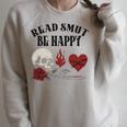 Smutt Book Merch Read Smut Be Happy Dark Romance Triggers Premium Tri-Blend Raglan Sleeve Sweatshirt Heather Forest